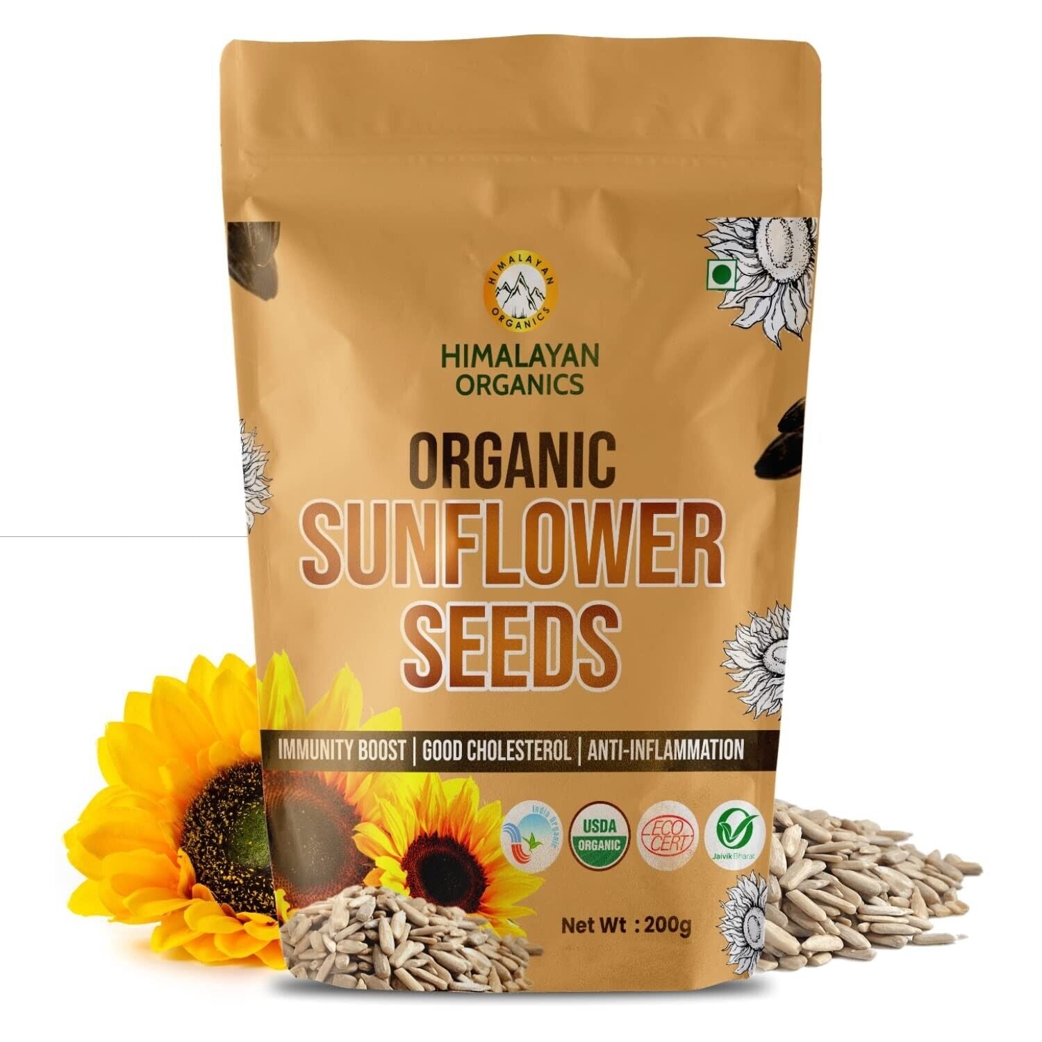 Organic & Natural Sunflower Seeds Rich in Fiber & Minerals Supports Good