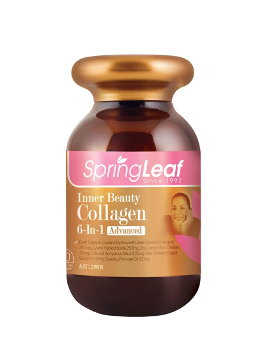 New Springleaf Inner Beauty Collagen 6-In-1 Advanced 90 Capsules Spring Leaf