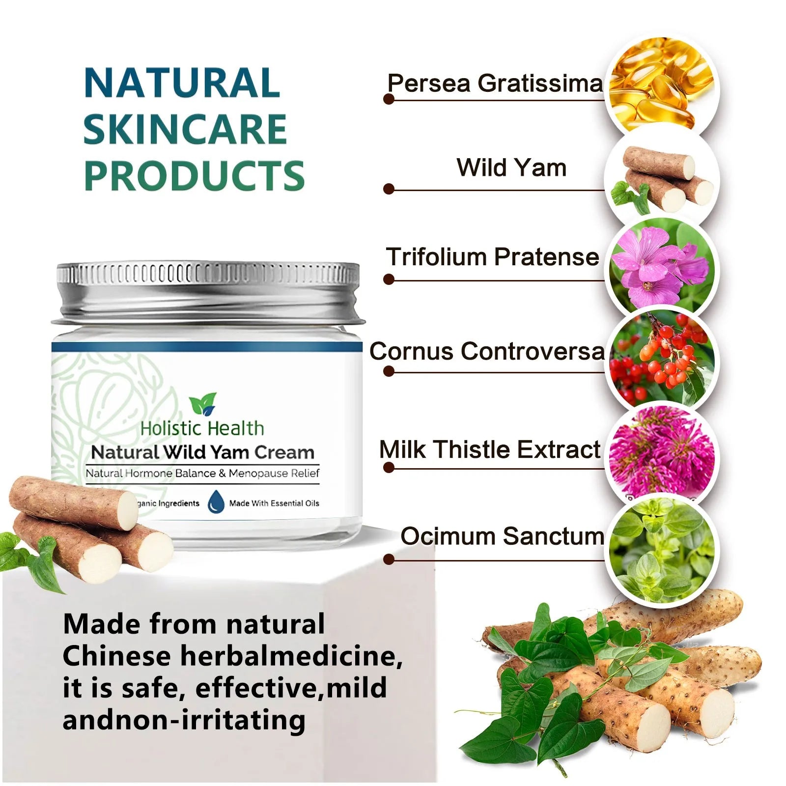 Wild Yam Balancing Hormones Cream Natural Organic Yam Facial Firming and Aging Moisturizing Lifting and Firming Skin Cream