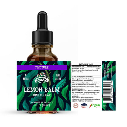 Lemon Balm Tincture, Organic Lemon Balm Extract Drops (Melissa Officinalis)