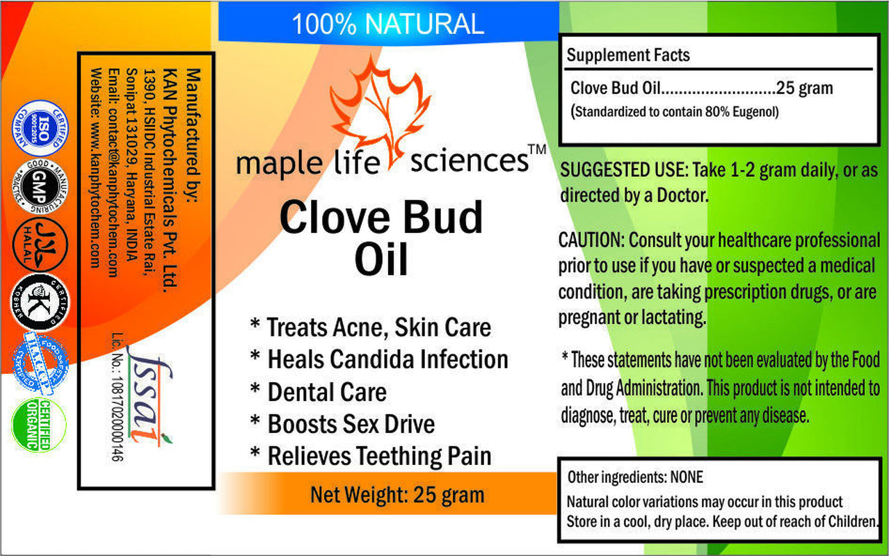 Clove Bud Oil 100% Pure & Natural, Eugenol Treat Tooth Candida Infection