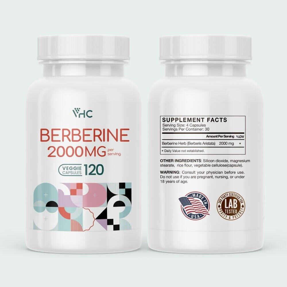 Berberine Supplement 2000Mg Daily, 10X Time Optimum Absorption Berberine HCL