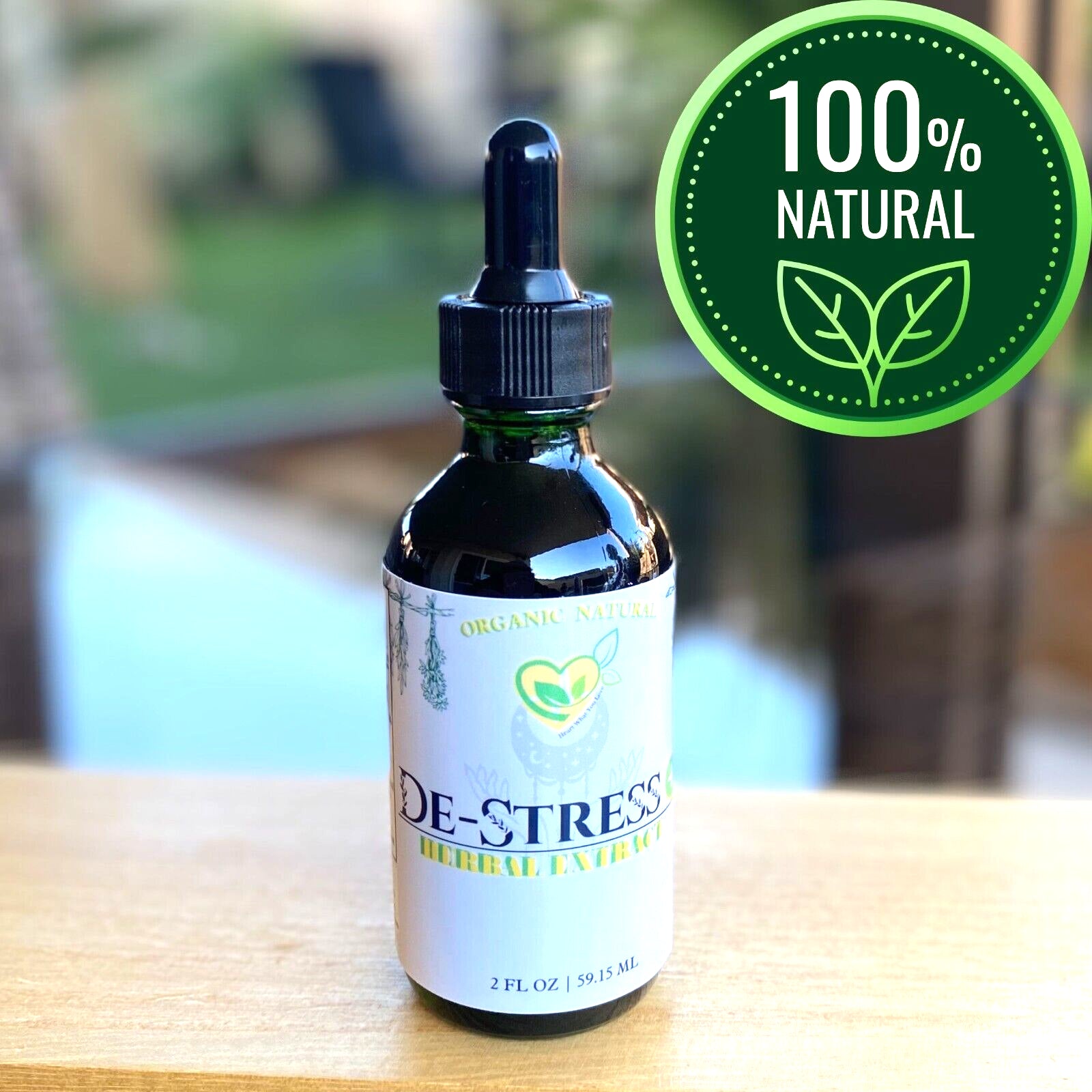 De-Stress plus Tincture Liquid Herbal Drops 2 Oz Natural Mood Stress Balance