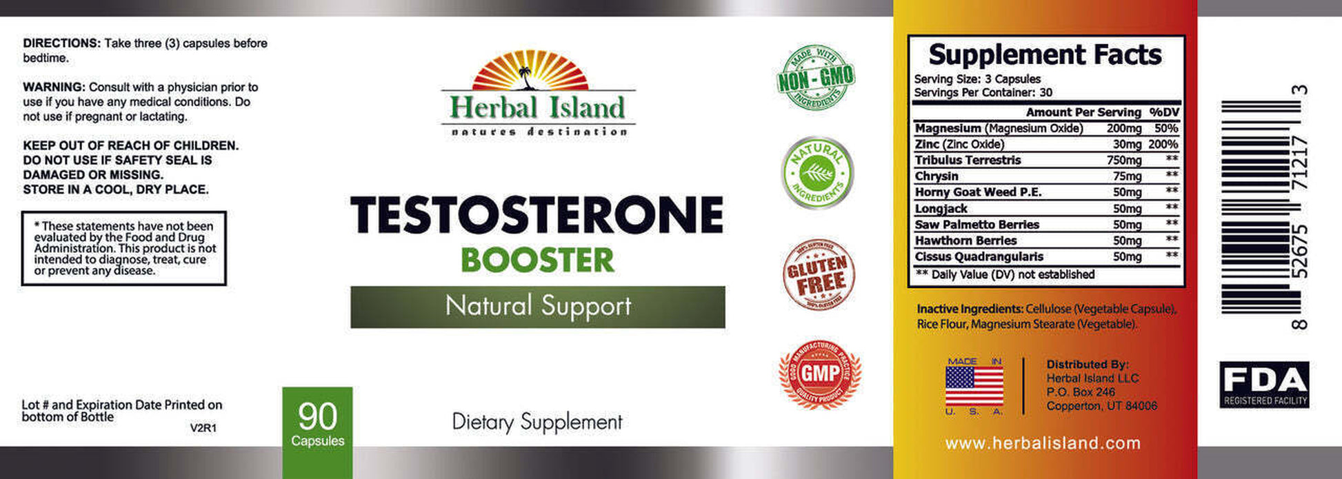 Testosterone Booster - All Natural - 90 Capsules