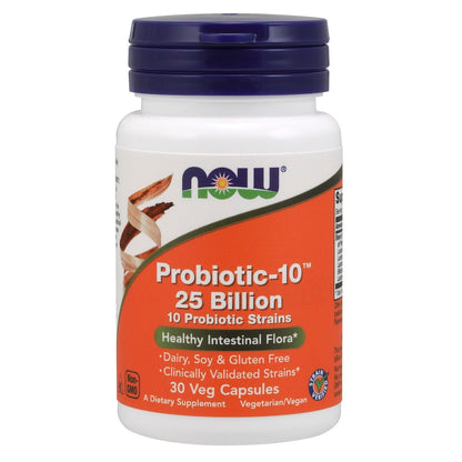 NOW Foods Probiotic-10 25 Mil Millones, 30 Cápsulas Vegetales