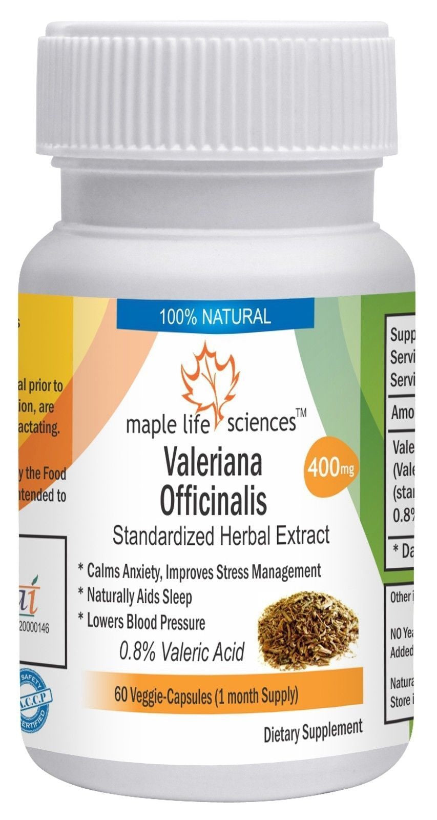 Valerian Root Extract Capsules 0.8% Valeric Acid Valeriana Officinalis Stress