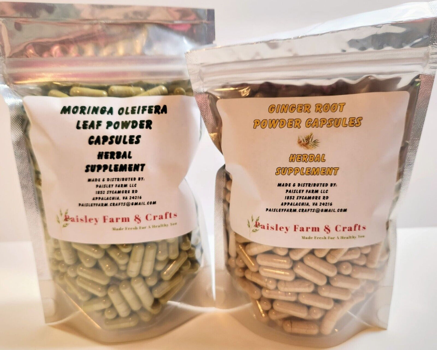 Moringa Leaf Powder Capsules & Ginger Root Capsules All Natural!