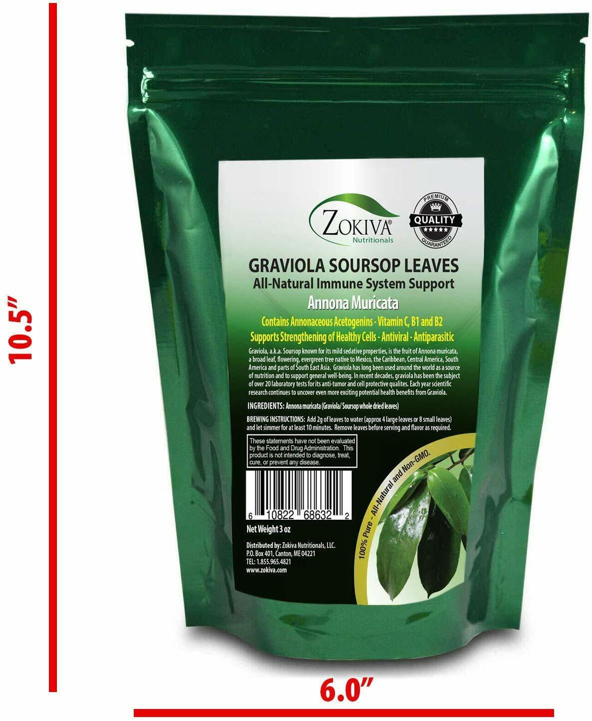 Soursop Graviola Leaves 3-Pack X 3Oz - Hojas De Guanabana Dried Herbal Leaf Tea