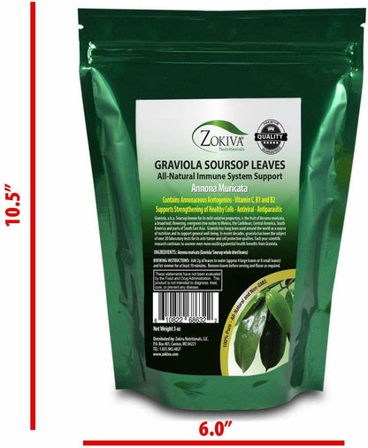 Soursop Graviola Leaves 3-Pack X 3Oz - Hojas De Guanabana Dried Herbal Leaf Tea