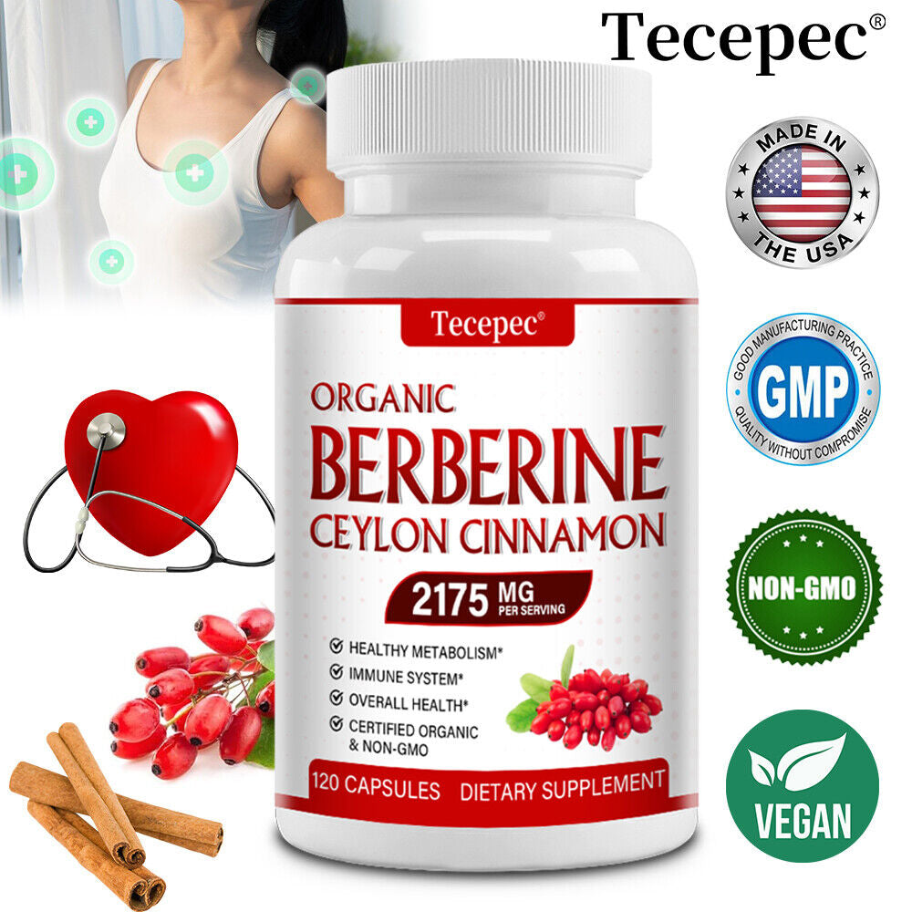 Premium Berberine 2175Mg plus Organic Ceylon Cinnamon - Heart Health & Immune