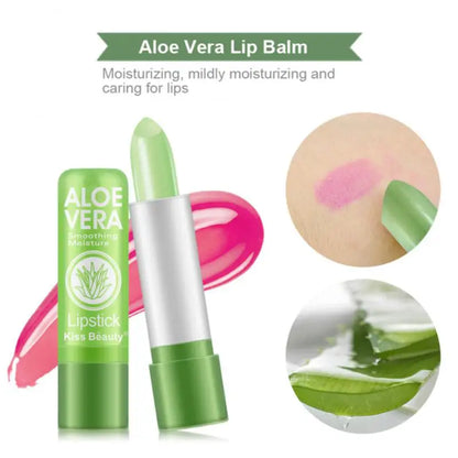 1PC Moisture Lip Balm Long-Lasting Natural Aloe Vera Lipstick Color Mood Changing Long Lasting Moisturizing Lipstick anti Aging