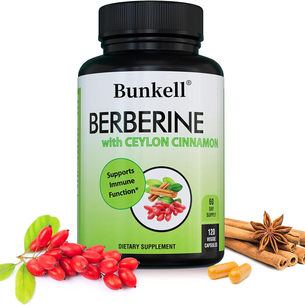 Berberine HCL 1200Mg with Organic Ceylon Cinnamon - Supports Immune Function