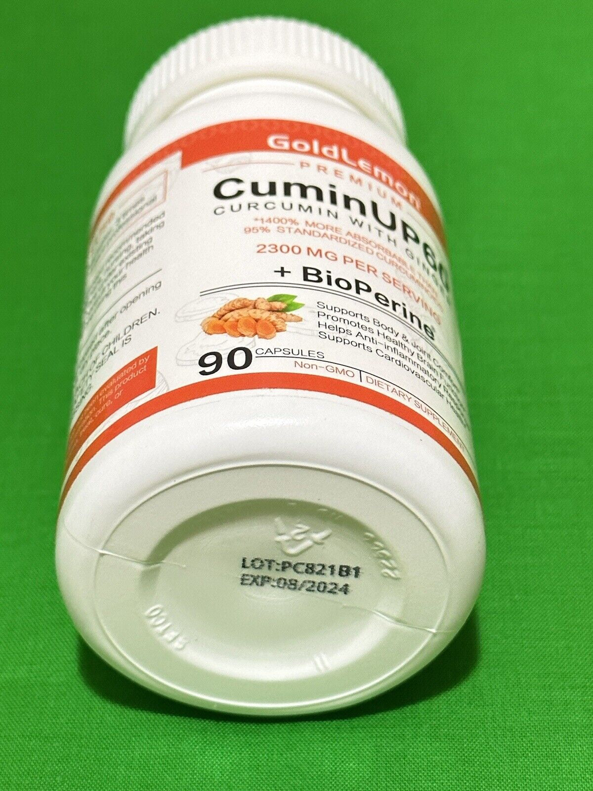 Goldlemon Cuminup60 Turmeric Curcumin with Ginger Bioperine 2300Mg Caps 08/24