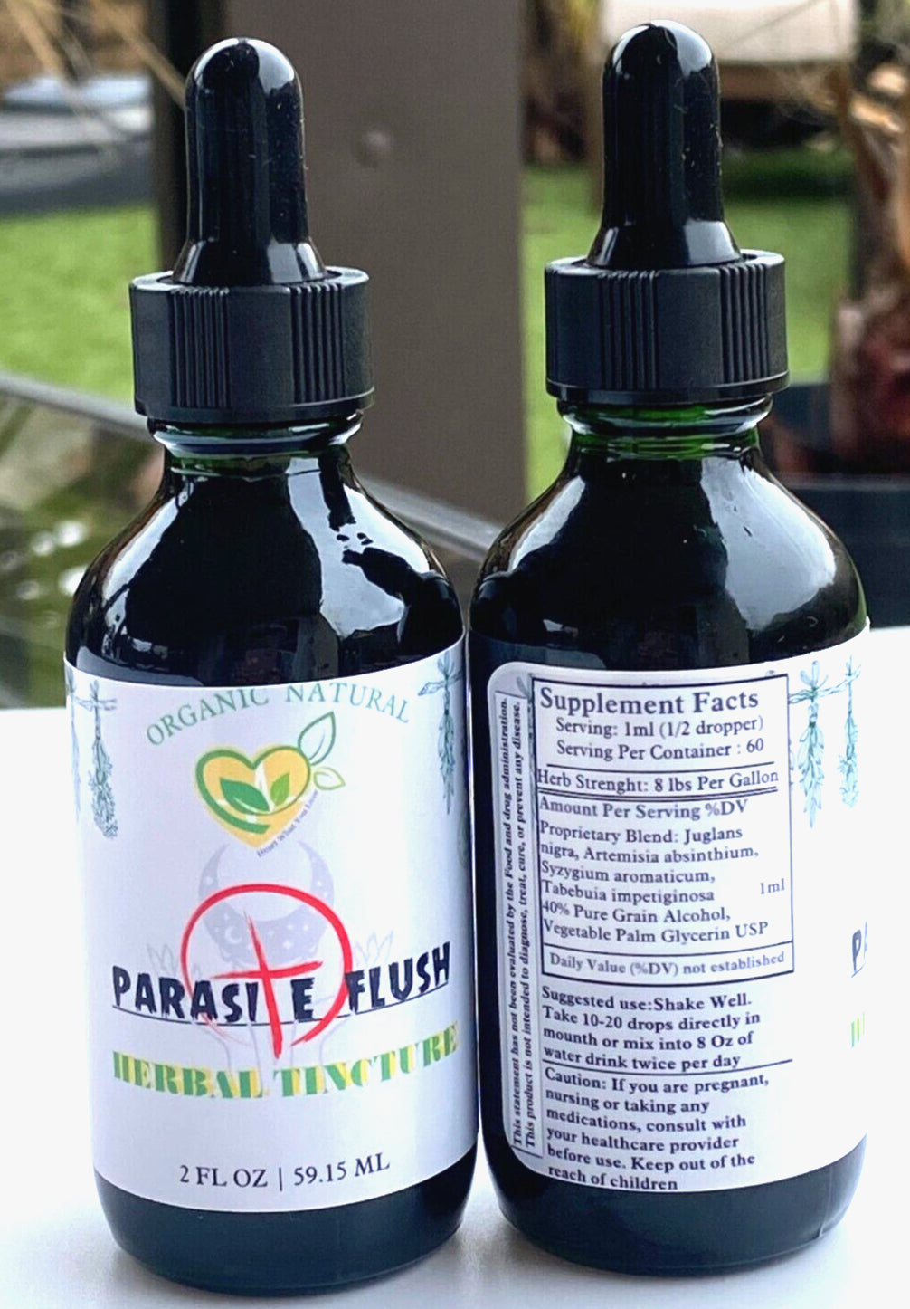 Parasite Flush Tincture Organic Liquid Herbal Drops Detox 2 FL OZ Concentrated