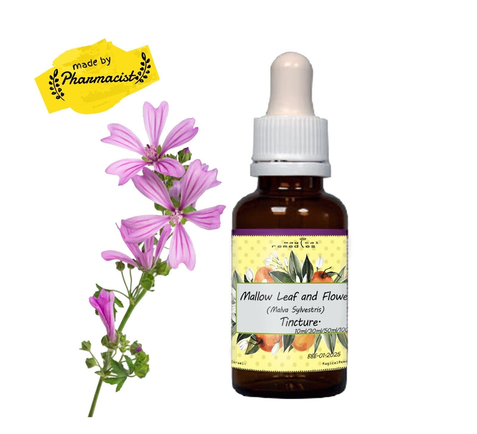 Mallow Leaf and Flower- Malva Sylvestris - TINCTURE- Herb Drops Extract