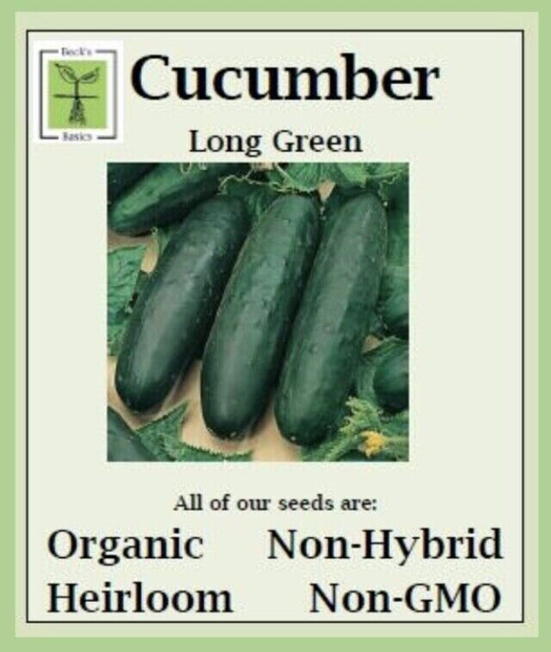 Cucumber (Long Green) Seeds - ORGANIC, NON-GMO, NON-HYRID, HEIRLOOM SEEDS