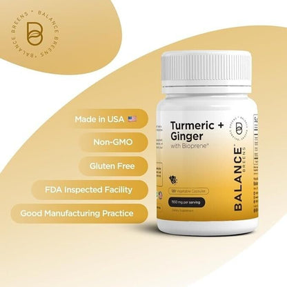 Turmeric Ginger with Black Pepper -1950 MG -120 Veg Capsules