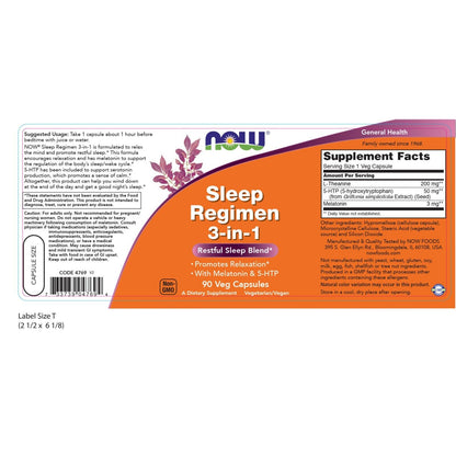 NOW Foods Sleep Regimen 3-In-1, 90 Veg Capsules