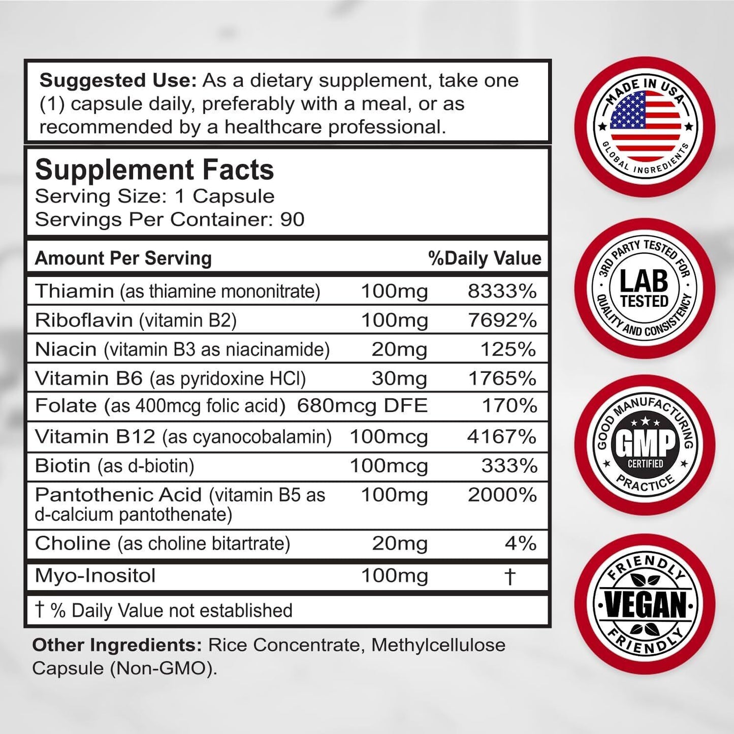 Divine Bounty Super B Complex Vitamins - All B Vitamins Including B12, B1, B2, B