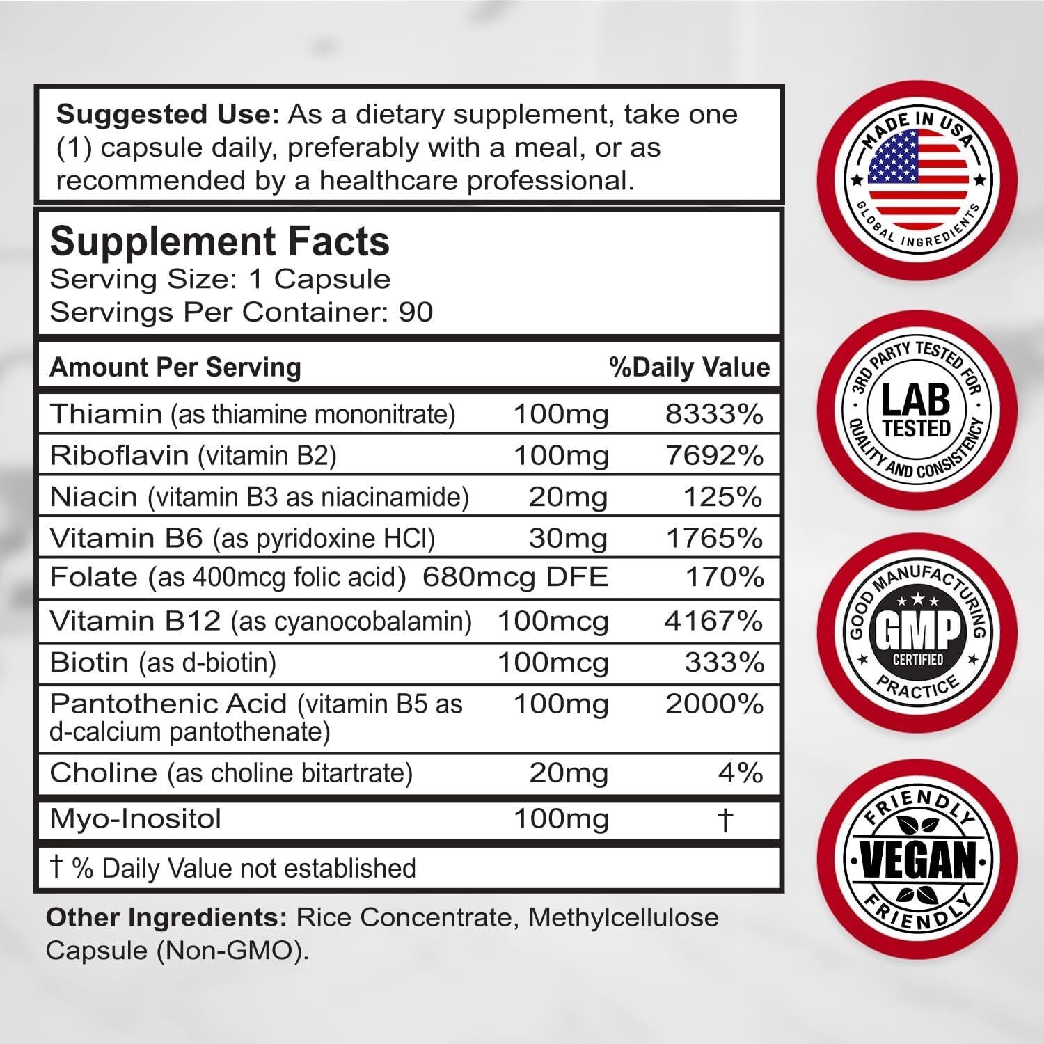 Divine Bounty Super B Complex Vitamins - All B Vitamins Including B12, B1, B2, B