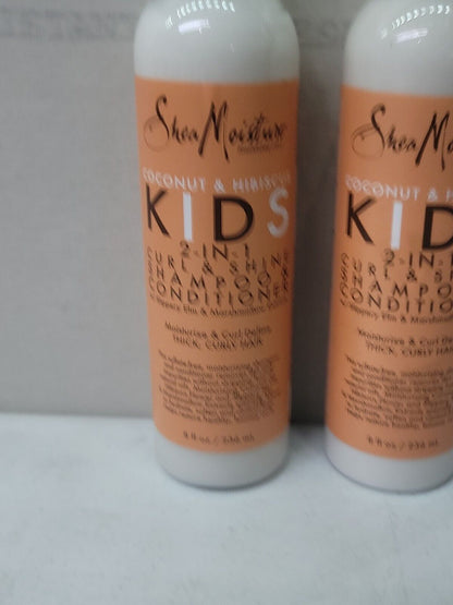 2Pk SHEA MOISTURE Coconut & Hibiscus 2-IN-1 Curl & Shine Shampoo & Conditioner