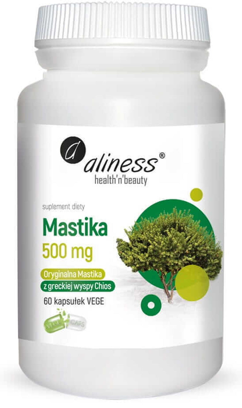 ALINESS Mastic Gum Powdered Mastiha Tree Resin 500Mg (Stomach Health) 60 Caps