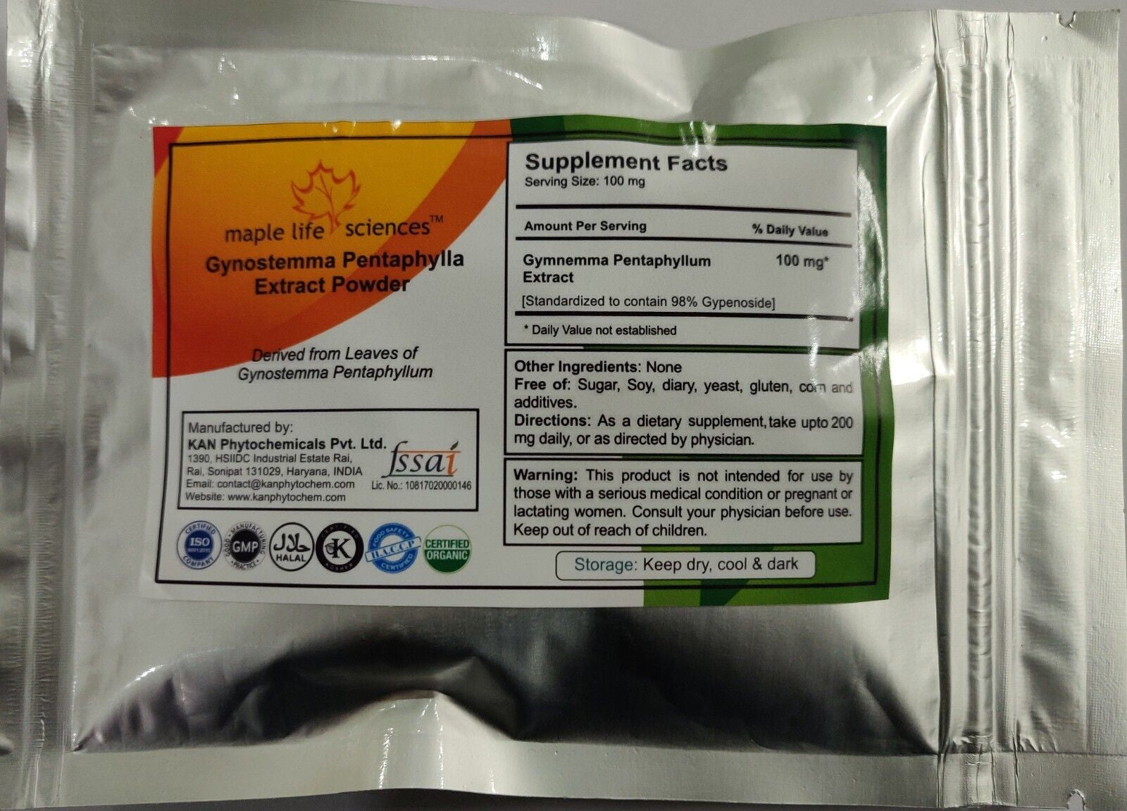 Gynostemma Pentaphylla Extract 98% Gypenoside by HPLC Pure Powder No FILLERS