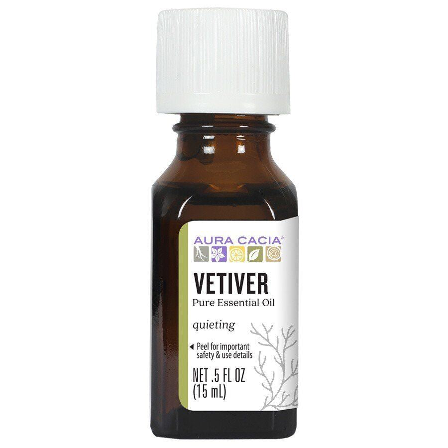 Aura Cacia Vetiver エッセンシャルオイル 0.5オンス オイル