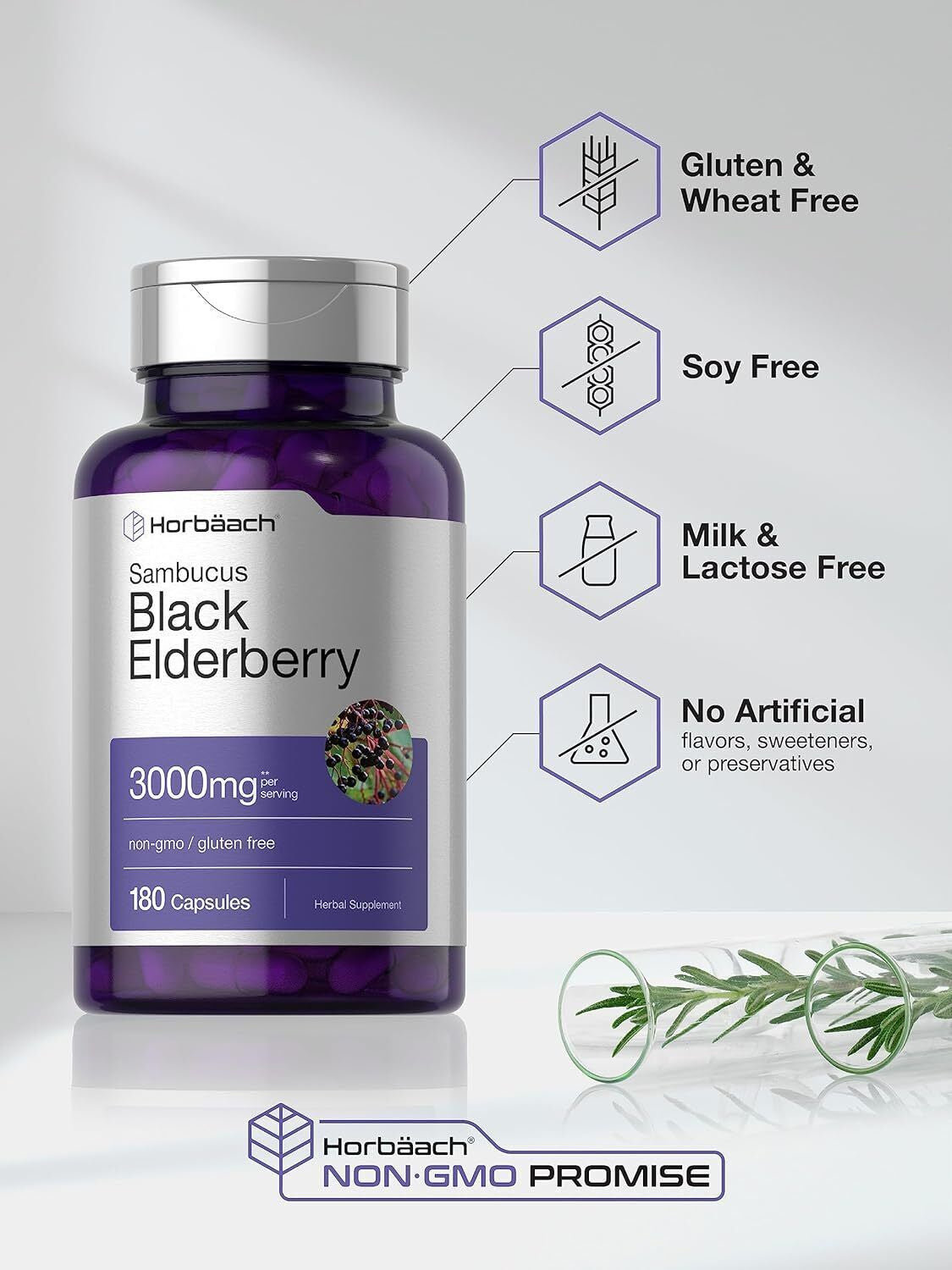 Black Elderberry | 3000Mg Capsules | 180 Count | Non-Gmo, Gluten Free | Sambucus