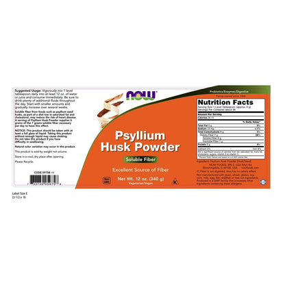 NOW Foods Psyllium Husk Powder, 12 Oz.