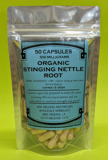 Organic Stinging Nettle Root Caps Support Prostate Health (Urtica Dioica) 500 Mg