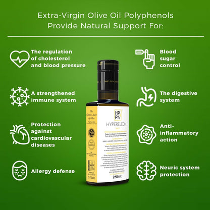 HYPERELEON Gold Premium Olive Oil | Rich in Polyphenols | 45 Awards | 6X260Ml