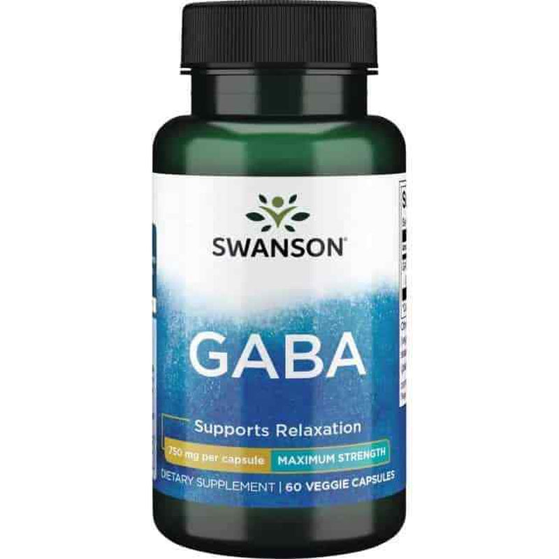 GABA 750Mg Maximum Strength SWANSON Relaxation Support 60 Veggie Capsules