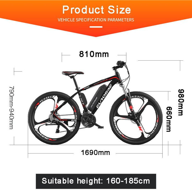 26 Inch Electric Lithium Battery Mountain Bike 27 Speed Electric Bicycle for Adult Double Disc Brake 36V 250W E-Bike