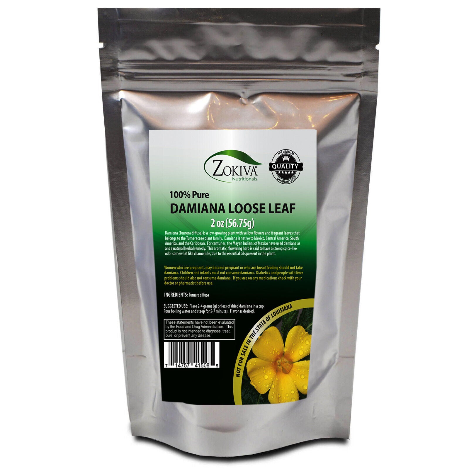 Damiana Leaf Loose Tea - Cut & Sifted - Pure Herbal Tea Caffeine-Free in Pouch