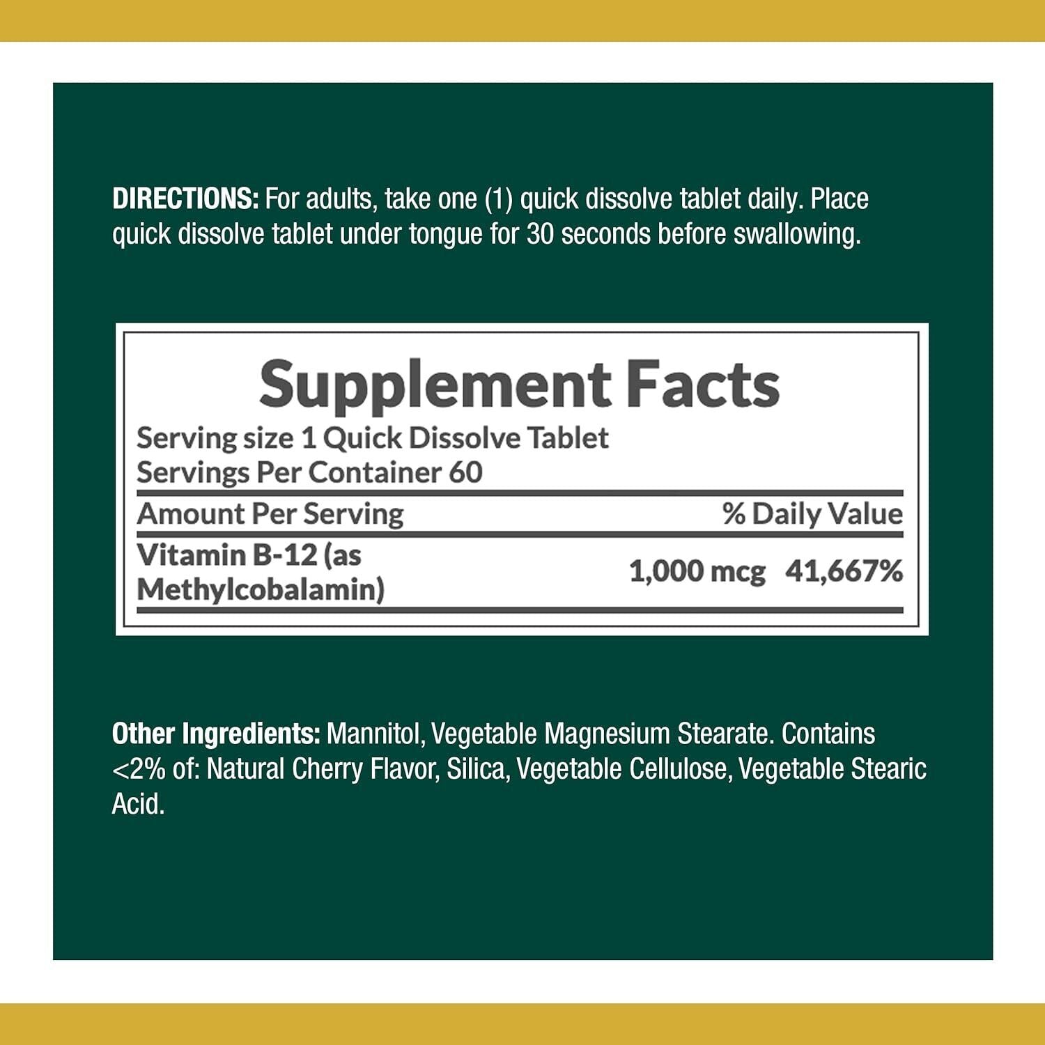 Nature'S Bounty Vitamin B12, Supports Energy Metabolism and Nervous System Healt