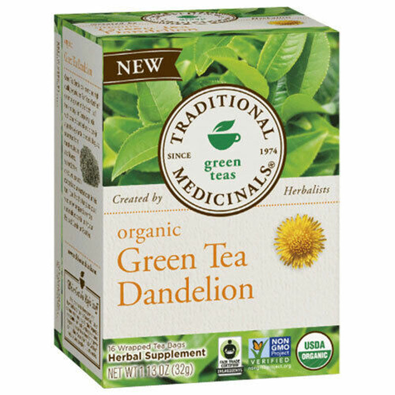 Organic Green Tea Dandelion 16 Bag by Traditional Medicinals