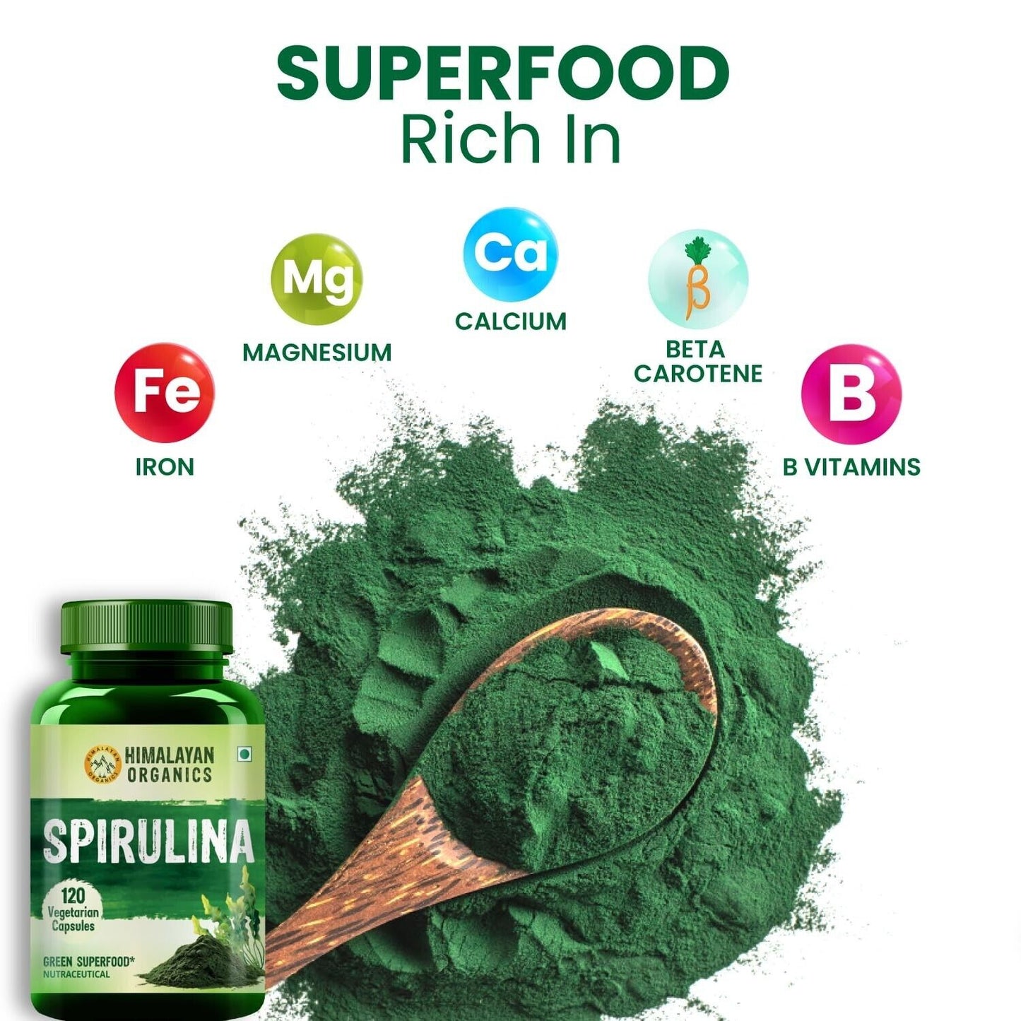 Vegetarian Spirulina 2000Mg Supplement 120 Capsules for Weight Management