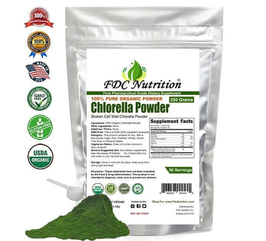 FDC Organic Chlorella Powder, 8.81 Oz, Non GMO, Gluten Free, Broken Cell Wall