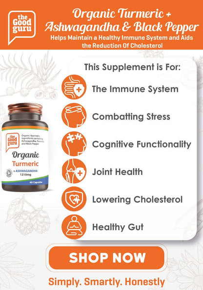 The Good Guru ORGANIC Turmeric& Ashwagandha & Black Pepper Supplement