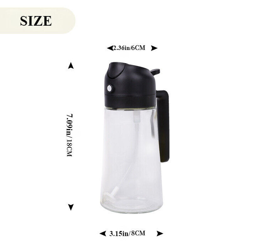 16Oz Olive Oil Dispenser Bottle 2 in 1 Sprayer Pourer Glass for Kitchen Cooking