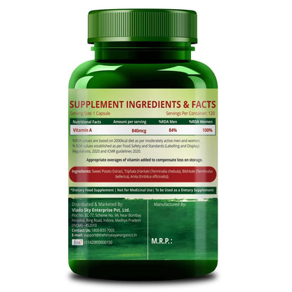 120 Capsules Plant-Based Vitamin a Supplement Supports Healthy