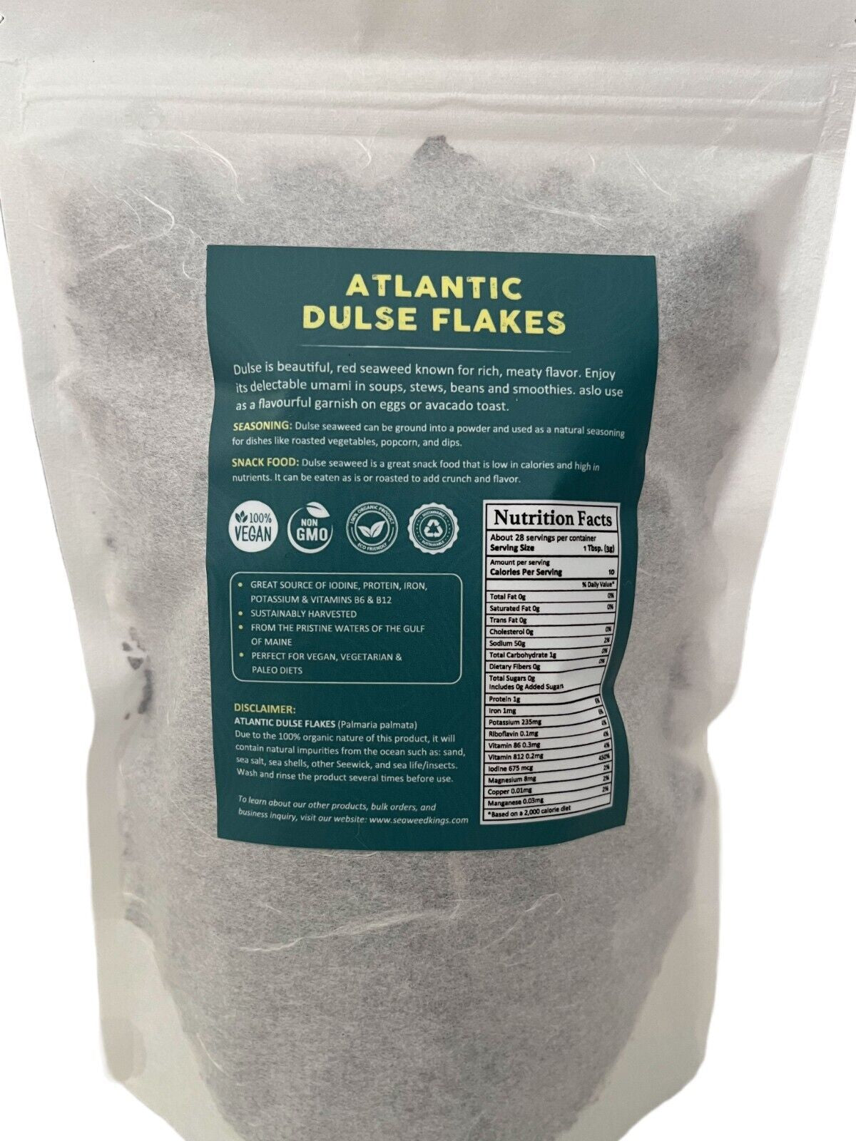 Atlantic Dulse Flakes Organic Maine Coast Wild Atlantic Sea Vegetables Raw Vegan