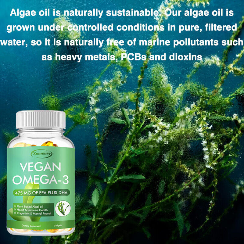 Vegan Omega-3 Algae Oil Capsules 475Mg - with EPA, DHA - Bone and Joint Support