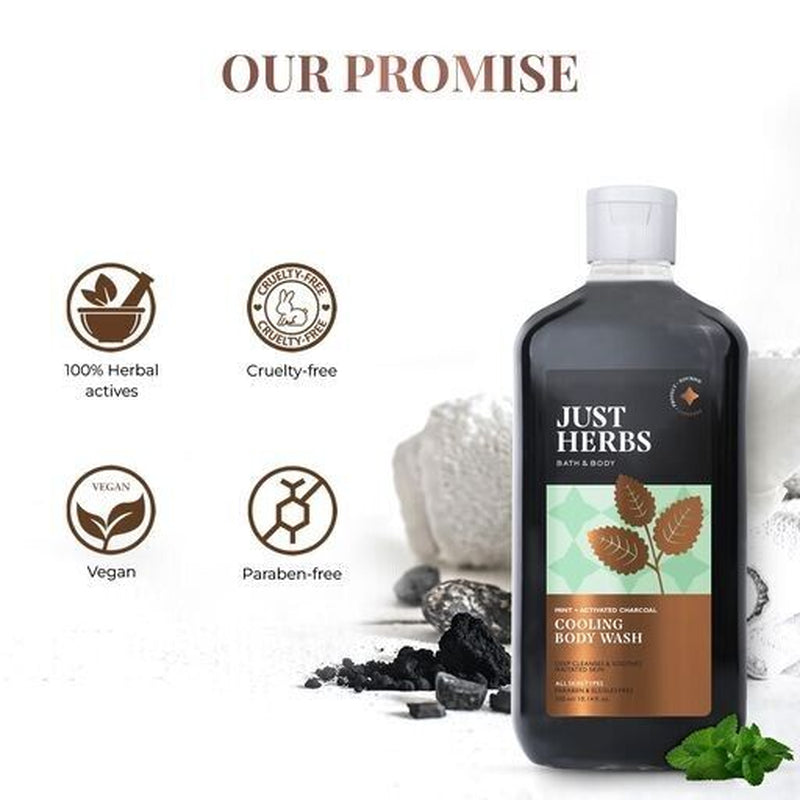 Just Herbs with Mint and Activated Charcoal Body Wash for Men and Women