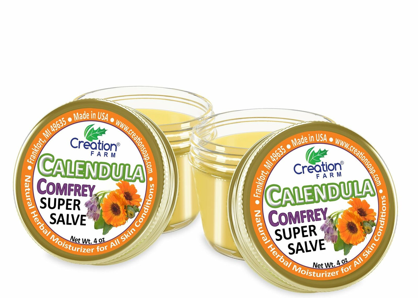 Calendula Confrrey Super Salve 2-4 Oz Jars, Eczema, Balm for Dry Cracked Skin