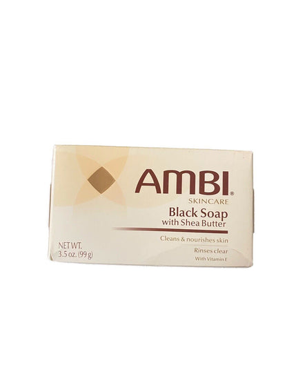 New- AMBI Skincare, Black Soap with Shea Butter, 3.5 Oz