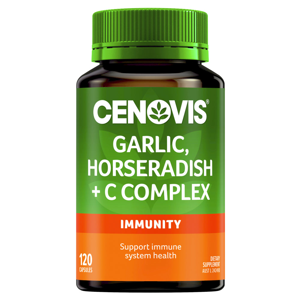 Cenovis Garlic, Horseradish + C Complex 120 Capsules Vitamin C Immunity Health