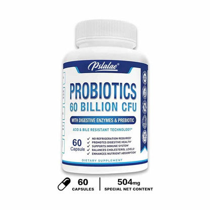 Probiotics 60 Billion CFU Capsules - Promote Digestive Health, Immune Support