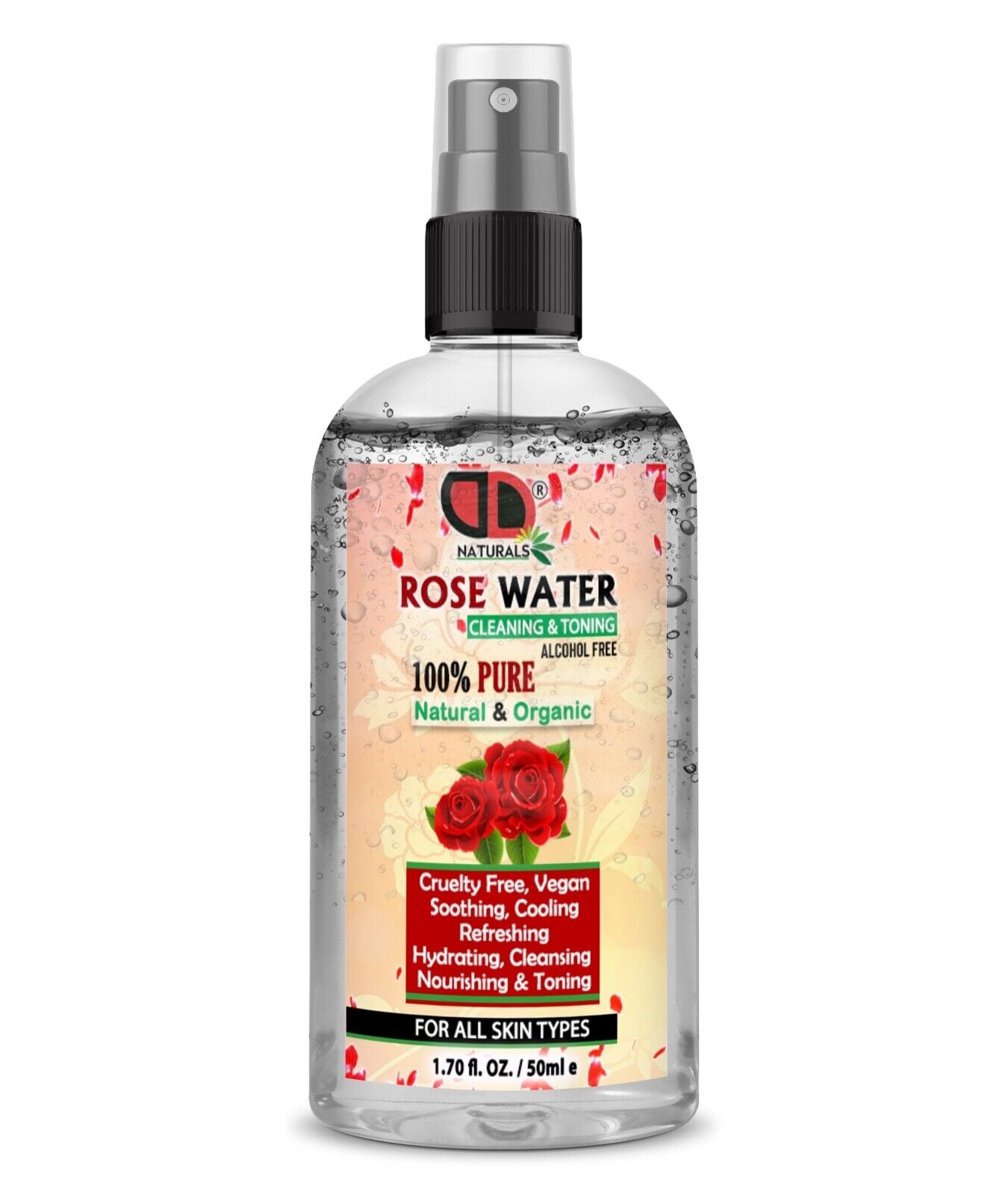 100% Pure Natural Organic Rose Water Toner Cleanser, Moisturiser for Fresh Face